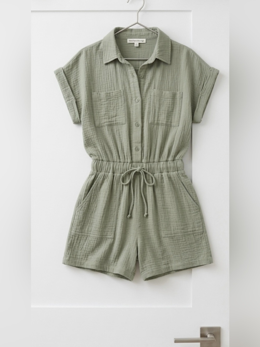 Beachlunchlounge Cotton Gauze Button-Down Romper - Picture 1 of 1